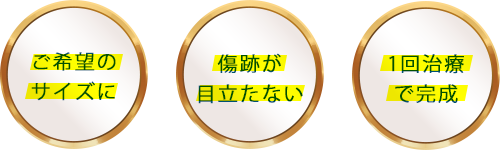 ご希望のサイズに｜傷跡が目立たない｜1回治療で完成